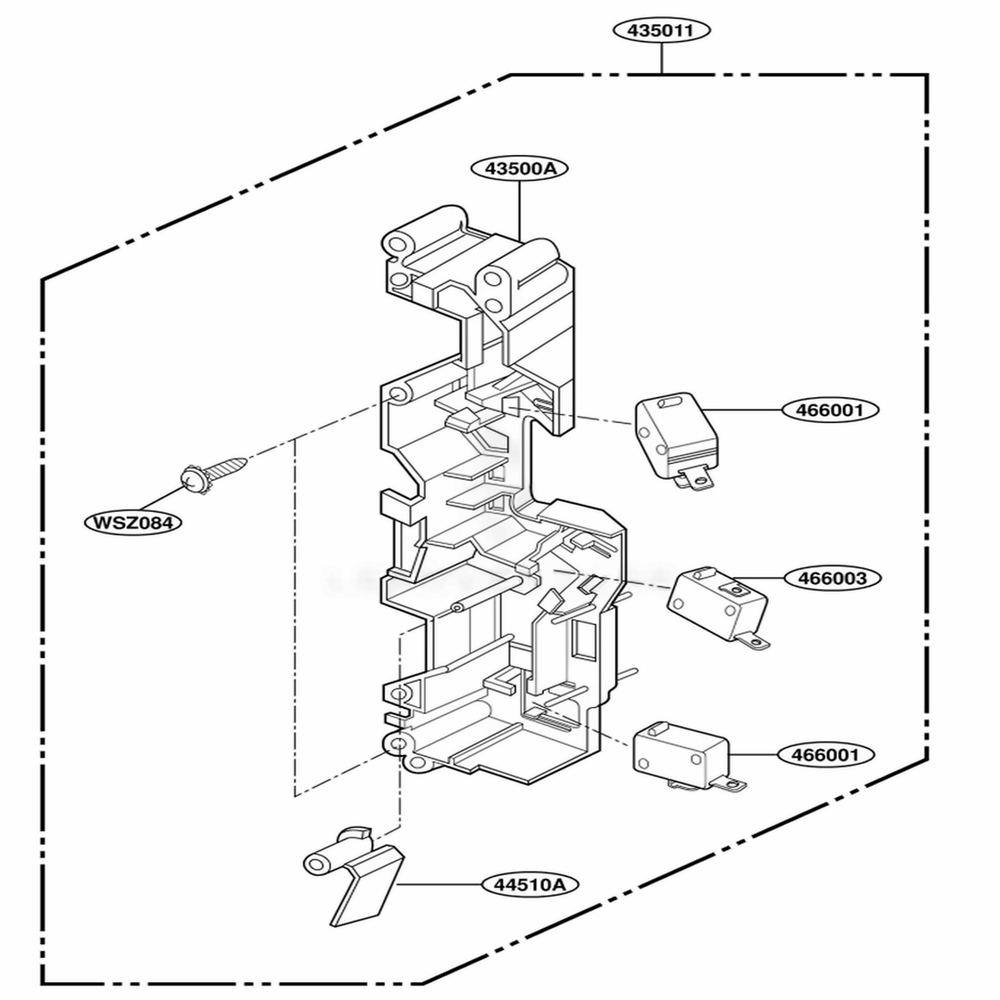 Latch Board Parts Diagram and Parts List for MH7130XEB0 BKEWRP LG Range