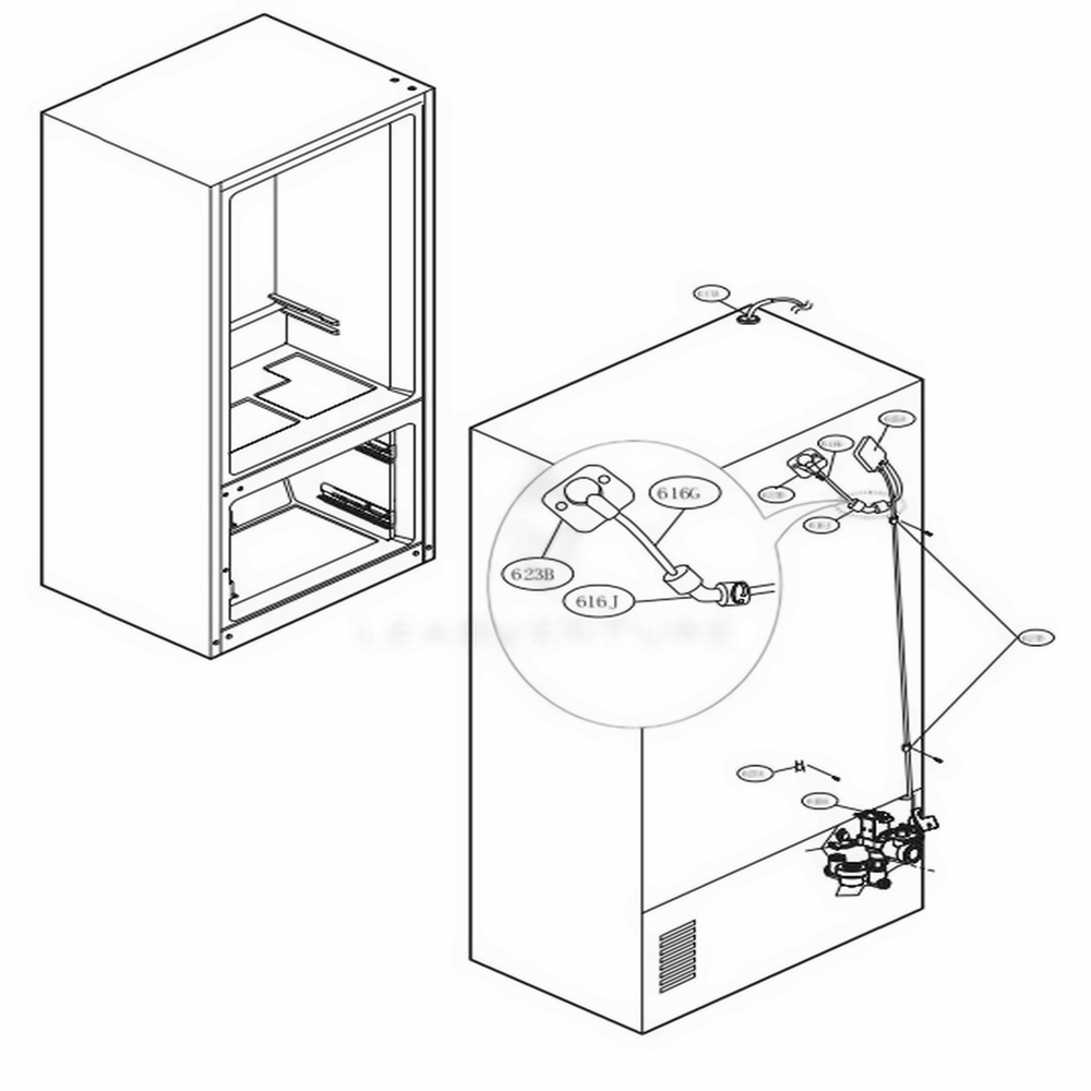 Valve And Water Tube Parts Diagram and Parts List for LMXS27626D ASBCNA0 LG Refrigerator