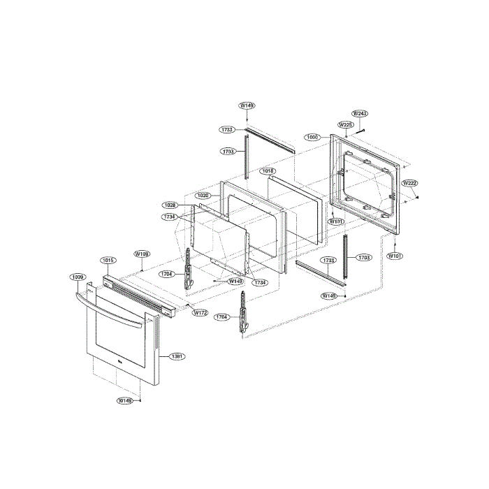 Door Diagram and Parts List for LSE3092ST 00 LG Range