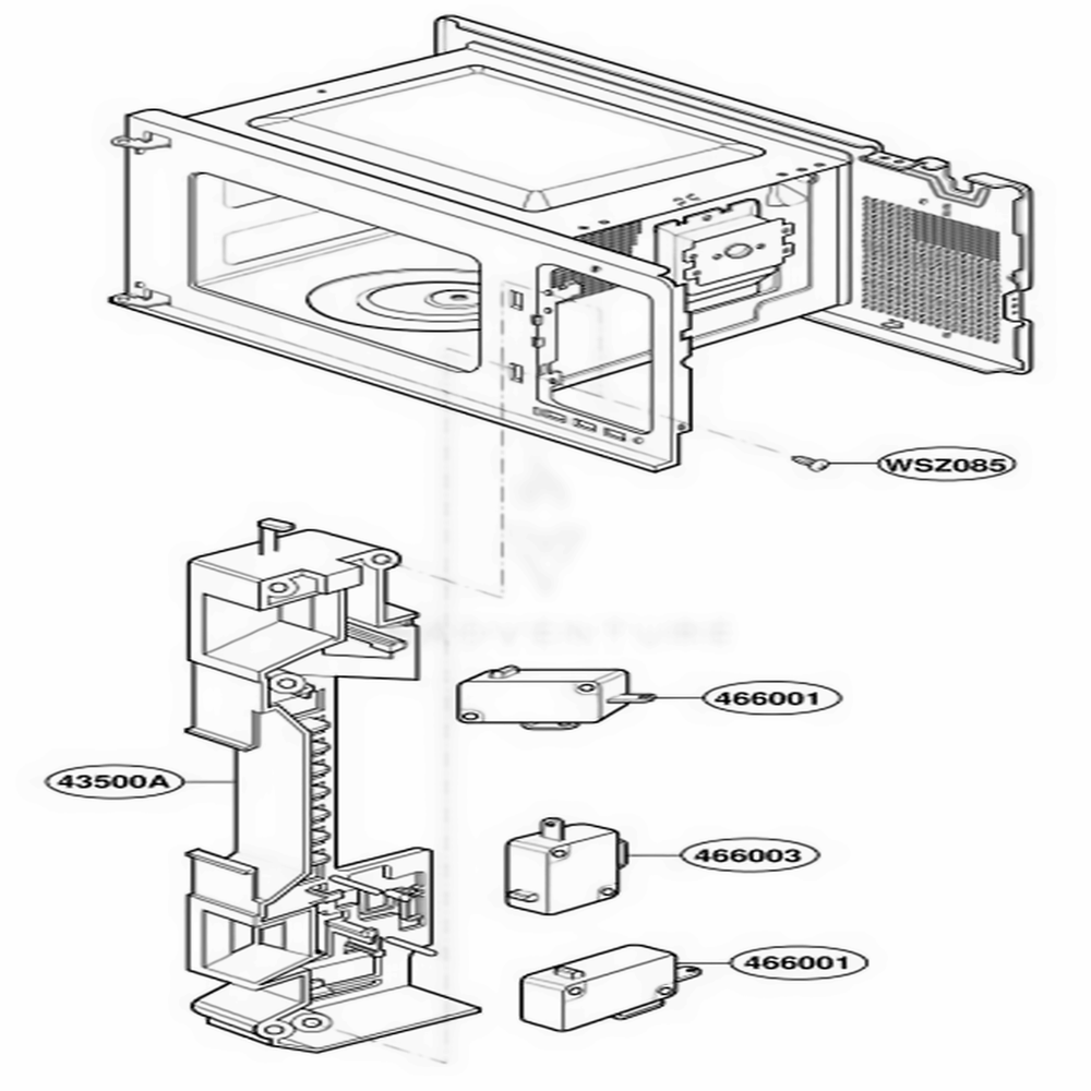 Latch Board Parts Diagram and Parts List for MT1120SLQ CWHEWRP LG Wall Oven