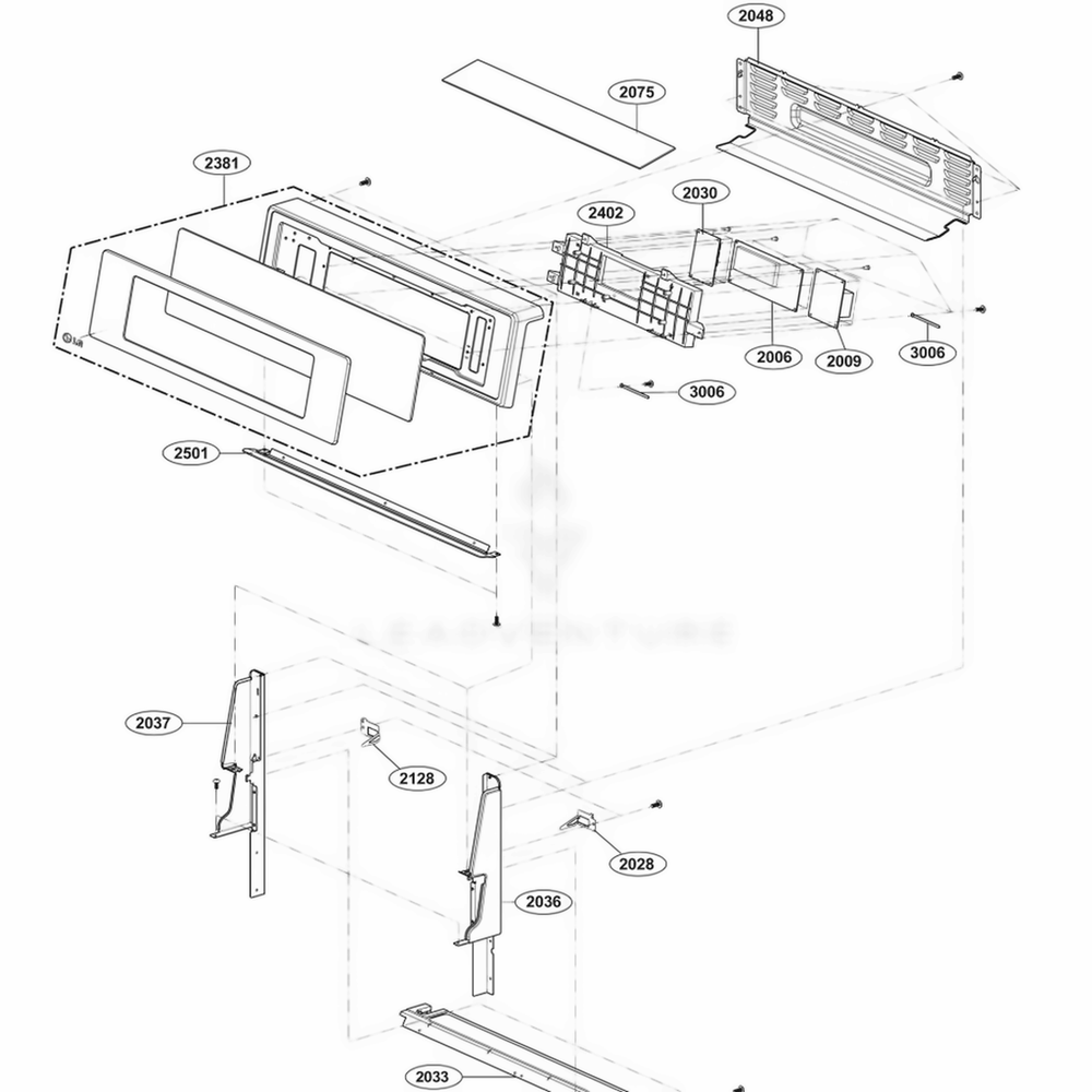 Controller Parts Diagram and Parts List for LRG3095SB FB2ELGA LG Range