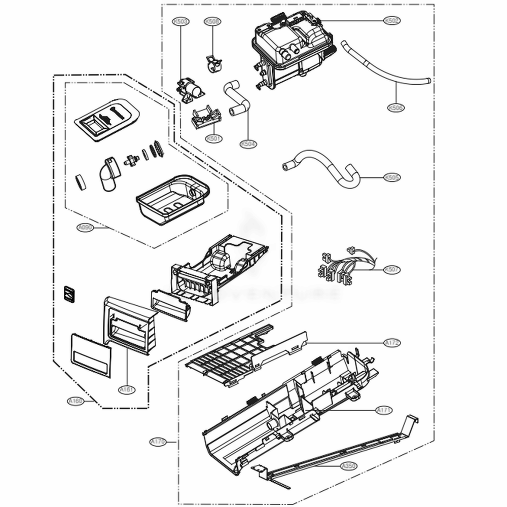 Panel Drawer Assembly And Guide Assembly Diagram and Parts List for 81583 ASTESEU LG Dryer