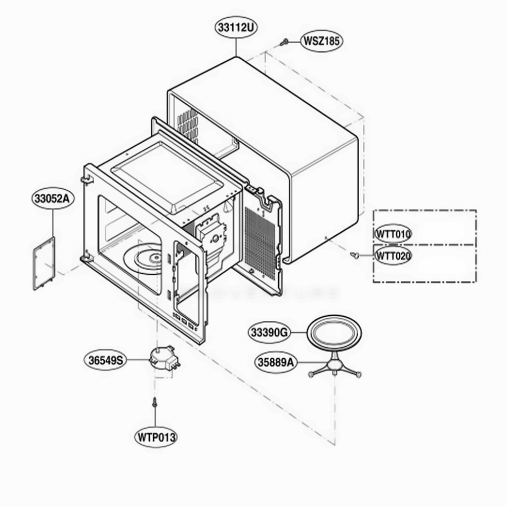 Oven Cavity Parts Diagram and Parts List for MA1020W MWEGSE LG Wall Oven