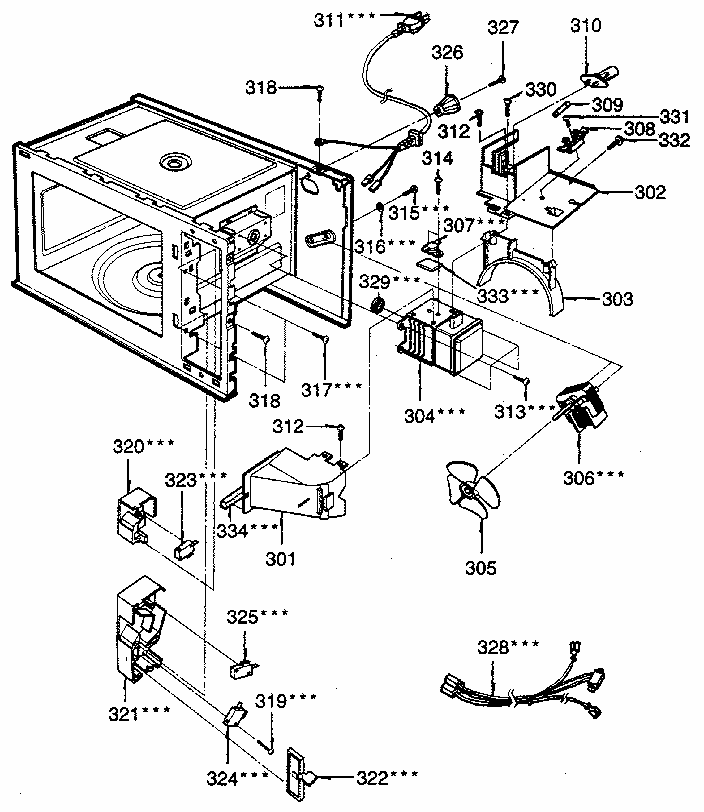 Switches And Microwave Diagram and Parts List for 7218943580  Kenmore Microwave