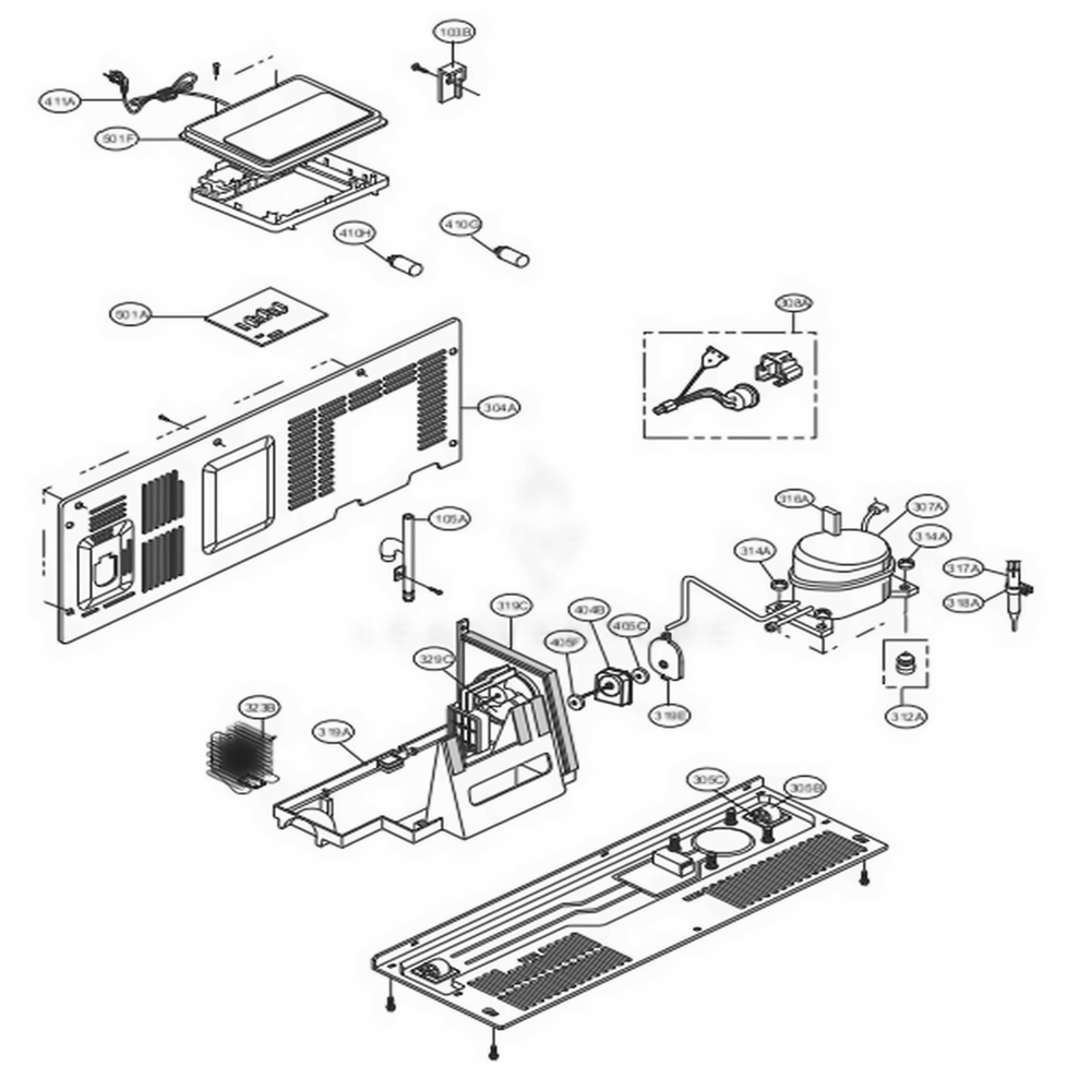 Machine Compartment Diagram and Parts List for LSXC22486S ASTCNA0 LG Refrigerator