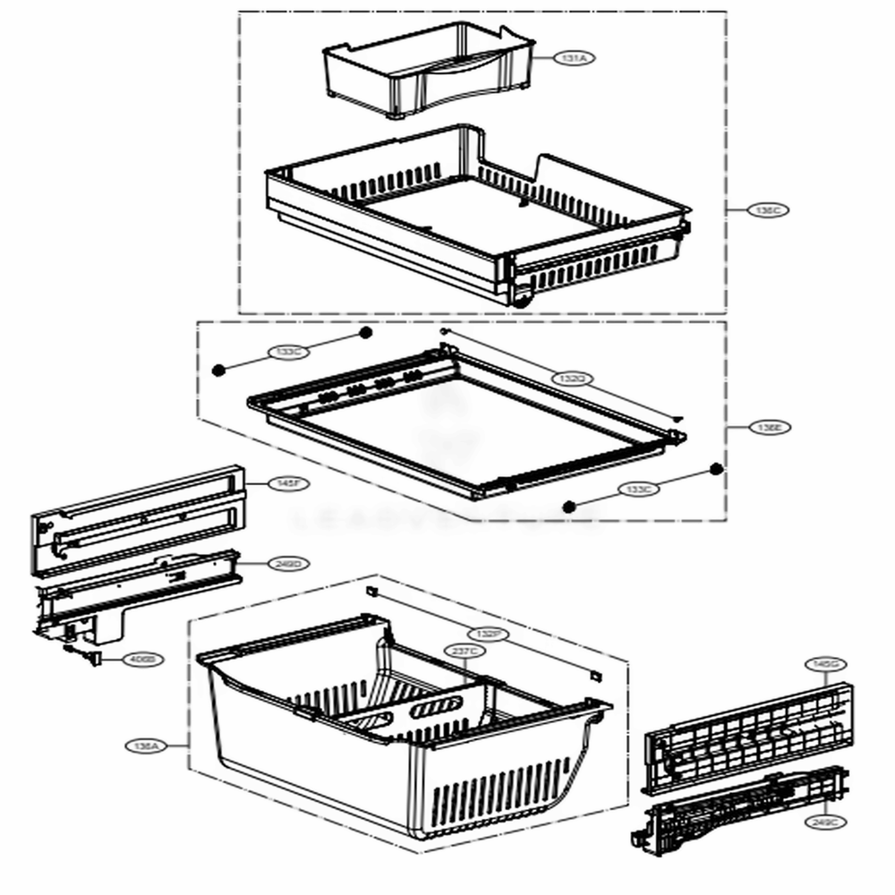 Freezer Parts Diagram and Parts List for 75077 ASBCSE0 LG Refrigerator