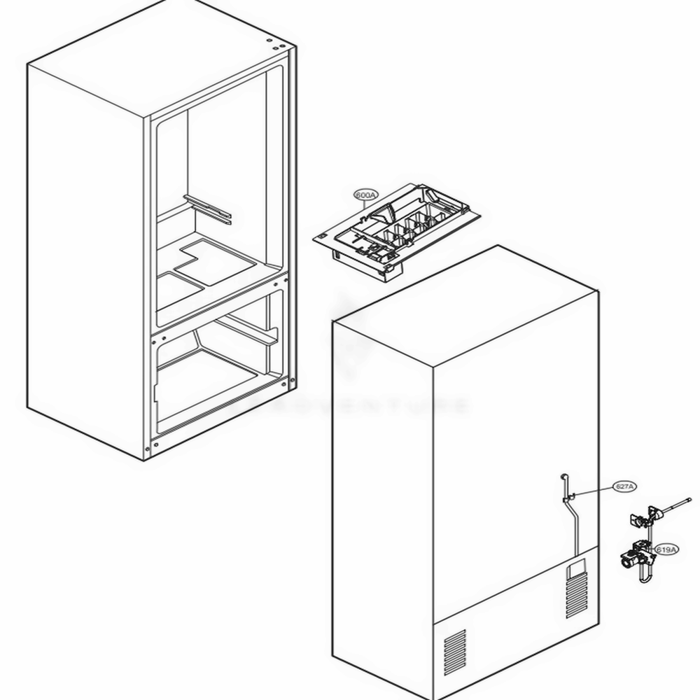 Icemaker Parts Diagram and Parts List for 78043 ASTCSE0 LG Refrigerator