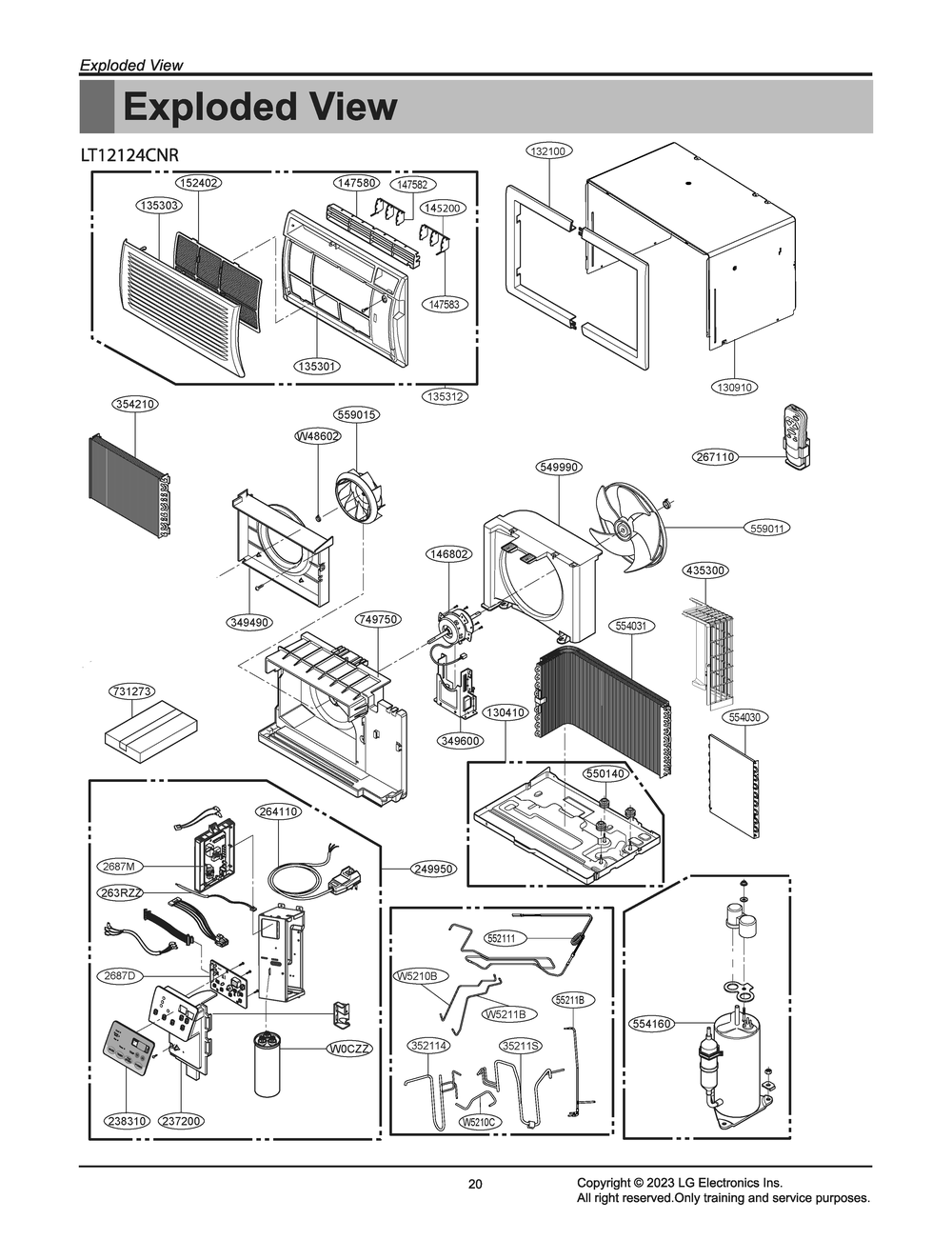 Diagram 1 Diagram and Parts List for LT12124CNR AT1AUSH LG Air Conditioner