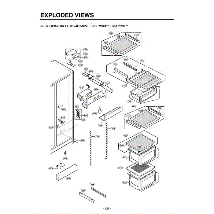 Section 1 Diagram and Parts List for LRSC26910SW ASWCLGA LG Refrigerator