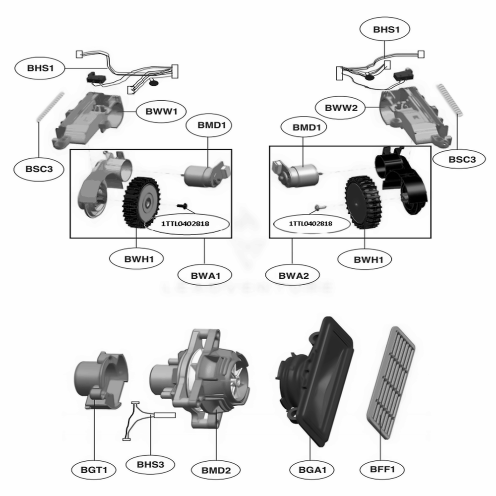 Base Assembly 3 Diagram and Parts List for VR65704LVM ABOELGA LG Canister Vacuum