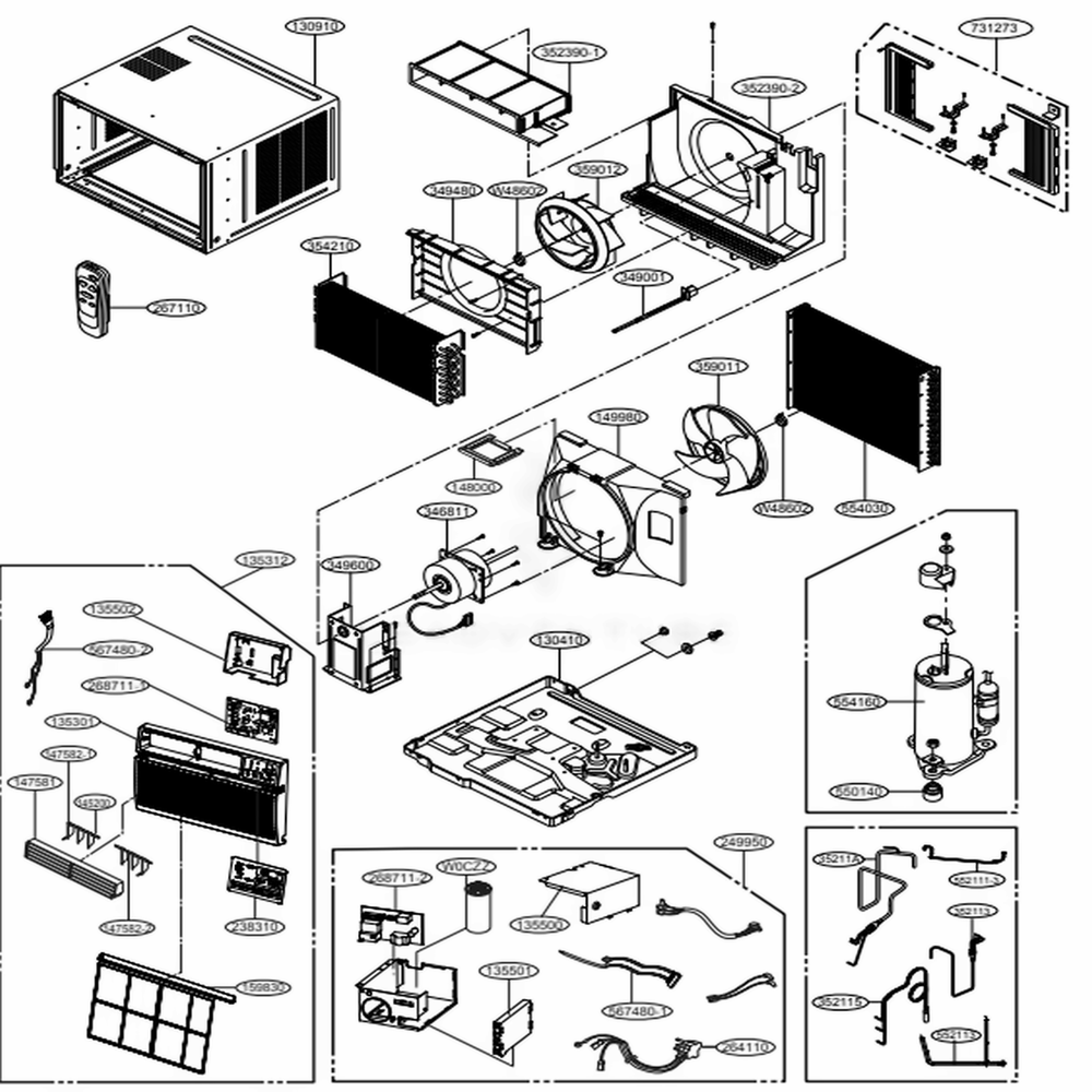 Main Diagram and Parts List for LW1816ER ASWAUSH LG Air Conditioner