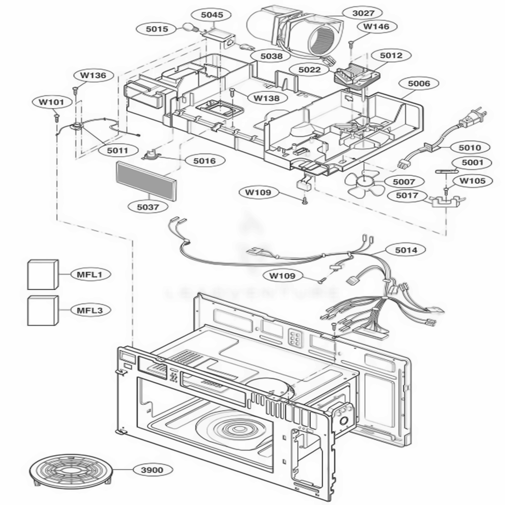 Interior Parts 2 Diagram and Parts List for LMV1825SW AWHELGA LG Range