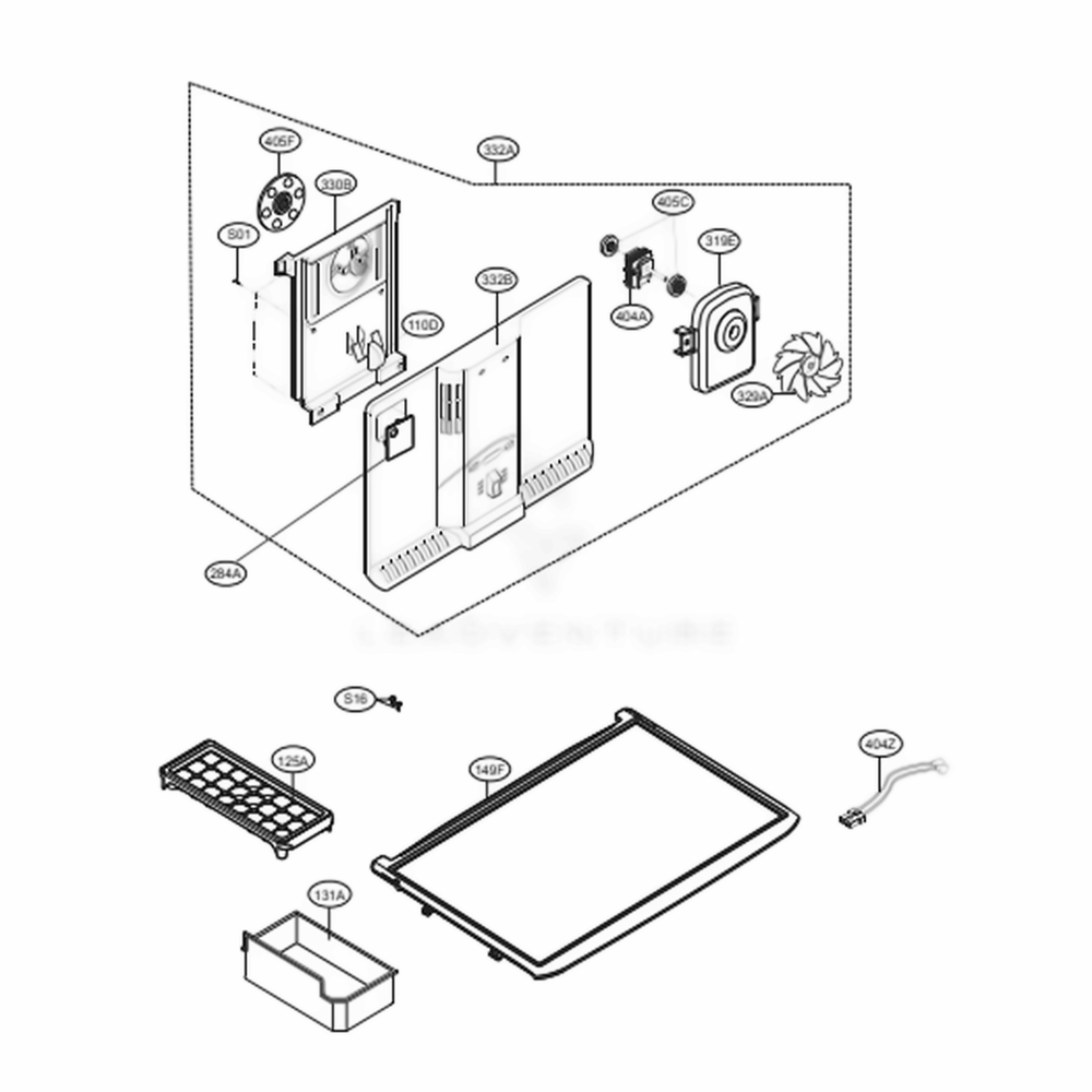 Freezer Parts Diagram and Parts List for 68002 ASWCSE1 LG Refrigerator