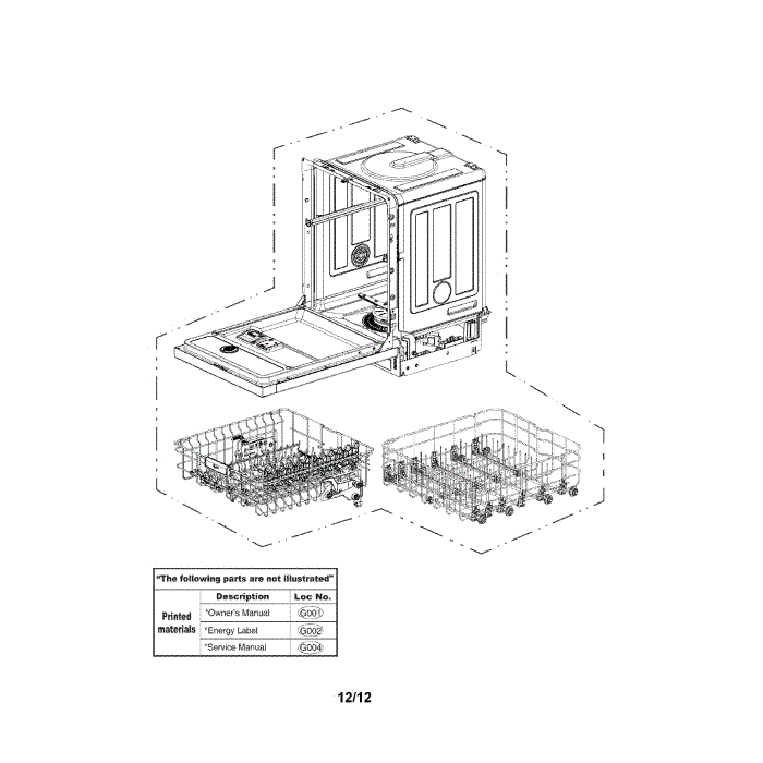 Exploded View 1 Diagram and Parts List for LDS5040ST 00 LG Dishwasher
