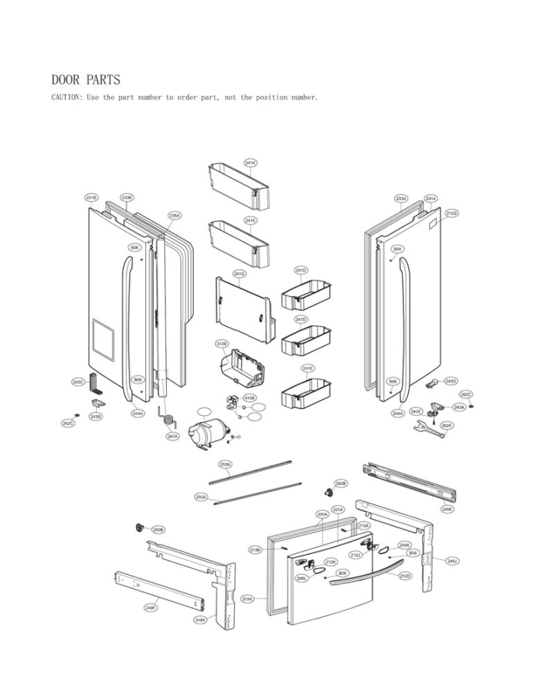 Door Parts Diagram and Parts List for LFX28968SB 05 LG Refrigerator