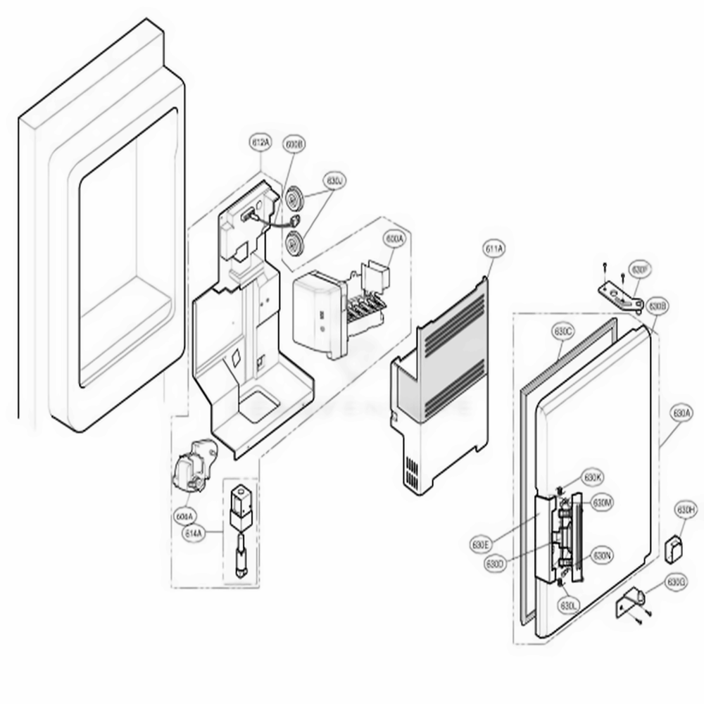 Ice Maker And Ice Bank Parts Diagram and Parts List for 78739 AWB4SER LG Refrigerator