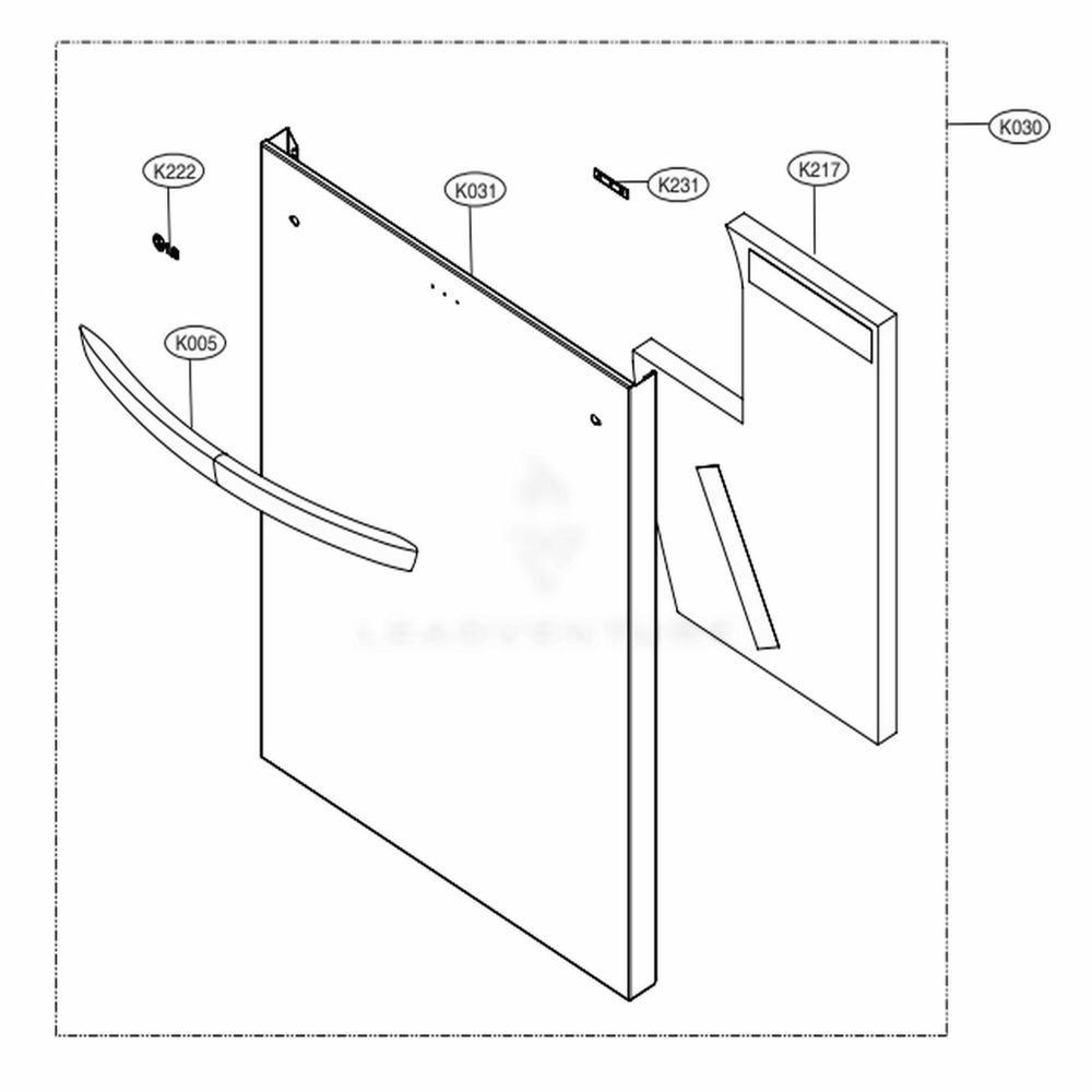 Front Cover Assembly Diagram and Parts List for LDT7797BM ABMEEUS LG Dishwasher