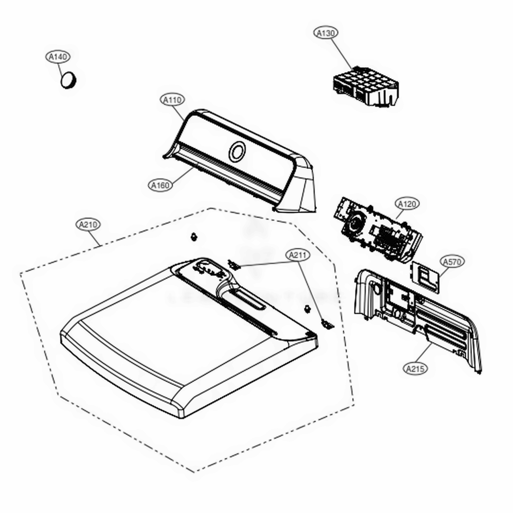 Control Panel And Plate Assembly Diagram and Parts List for DLE7300WE ABWEEUS LG Dryer