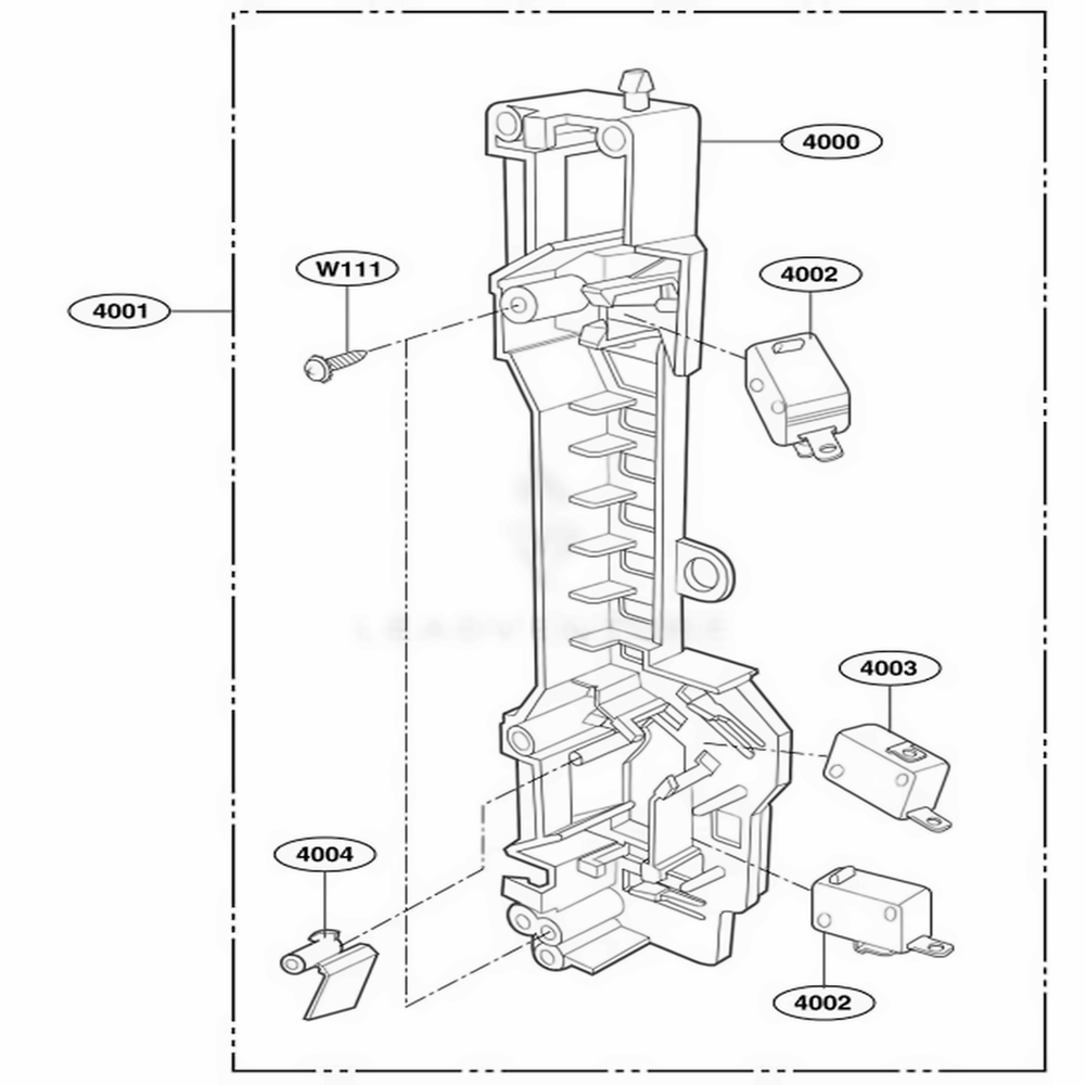 Latch Board Parts Diagram and Parts List for MMV4205AAQ AB6EMTG LG Microwave
