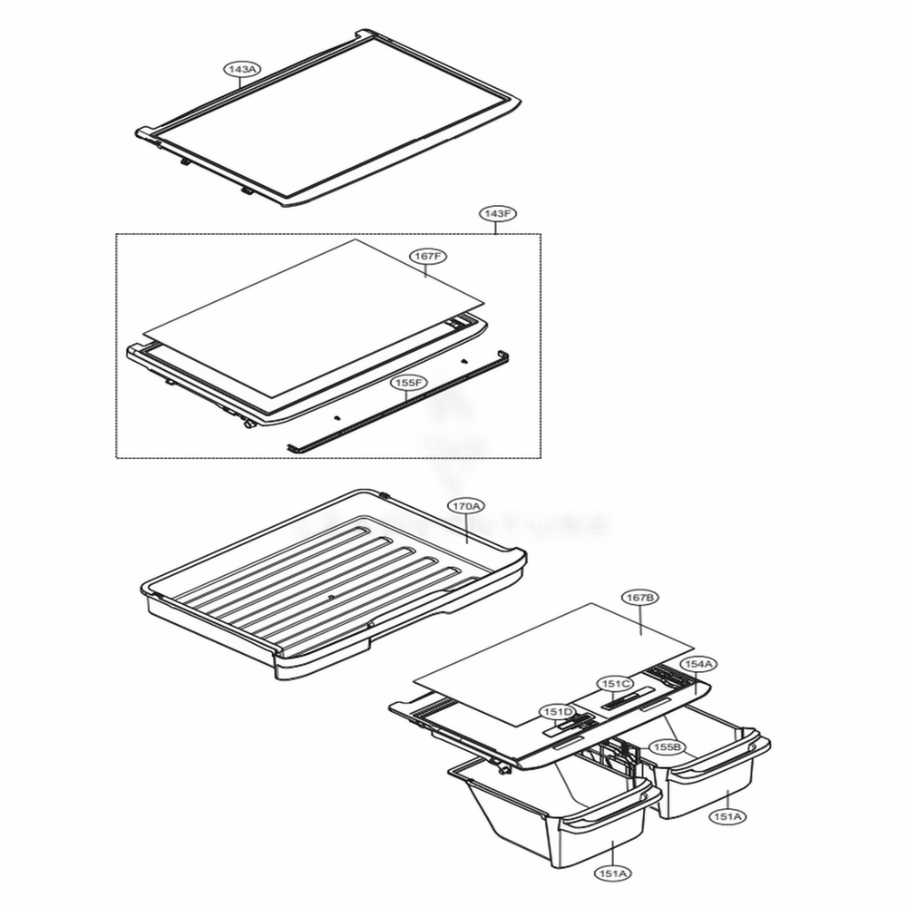 Refrigerator Parts Diagram and Parts List for 79433 ASTCSE4 LG Refrigerator