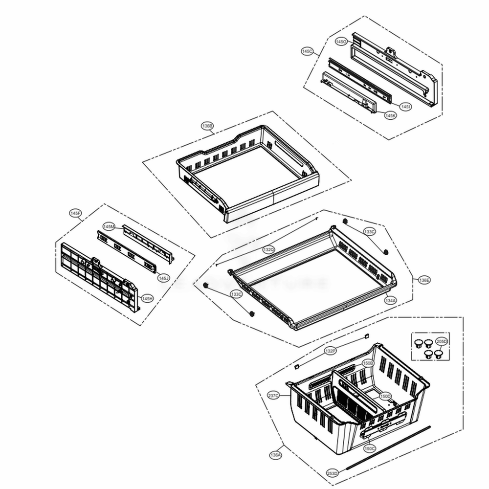 Freezer Parts Diagram and Parts List for LMXS30756S ASTCNA0 LG Refrigerator