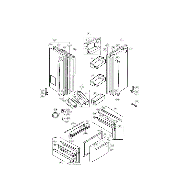 Door Diagram and Parts List for LFX25961AL 00 LG Refrigerator