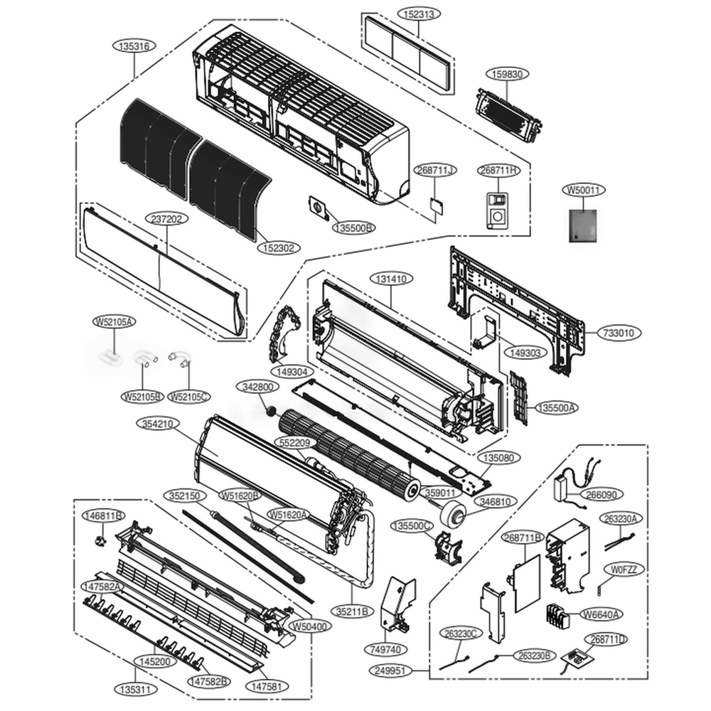 Main Diagram and Parts List for ARNU053SBL4 AMBALUS LG Air Conditioner
