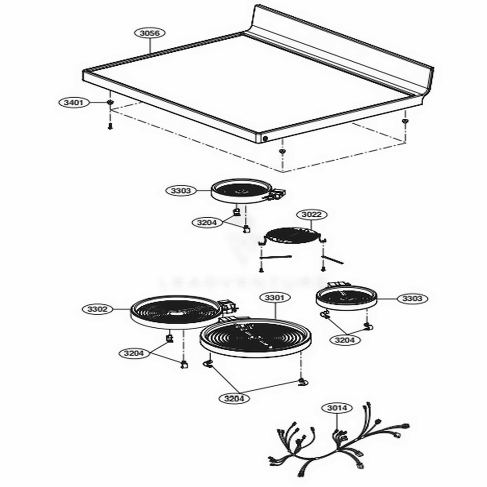Cooktop Parts Diagram and Parts List for LREL6325D FBDLLGA LG Range