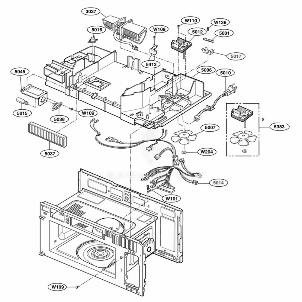 Interior Parts 2 Diagram and Parts List for AMV4204AAW AW1EAMA LG Range