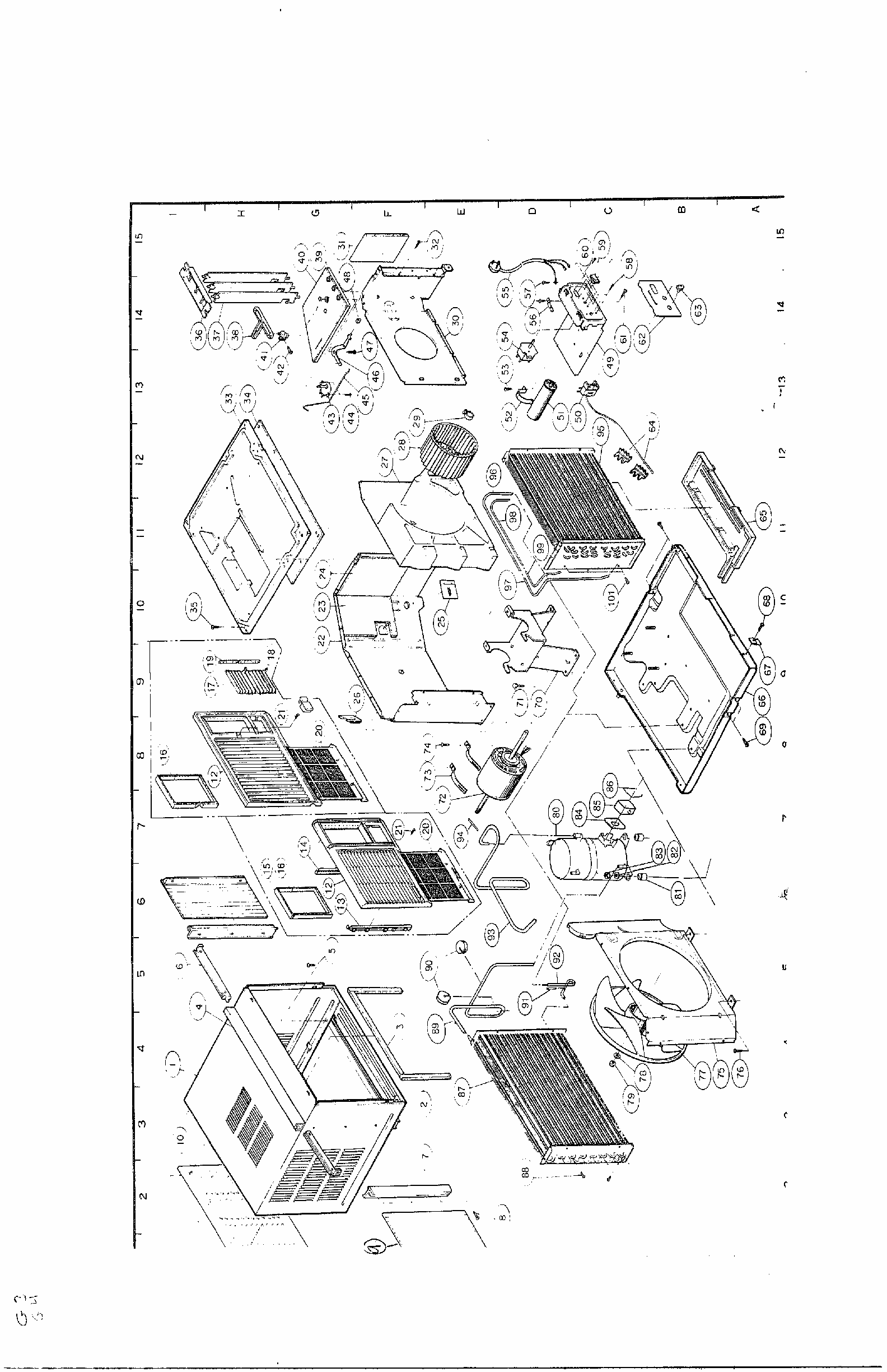 Room Air Conditioner Diagram and Parts List for GA-1834FC  LG Air Conditioner