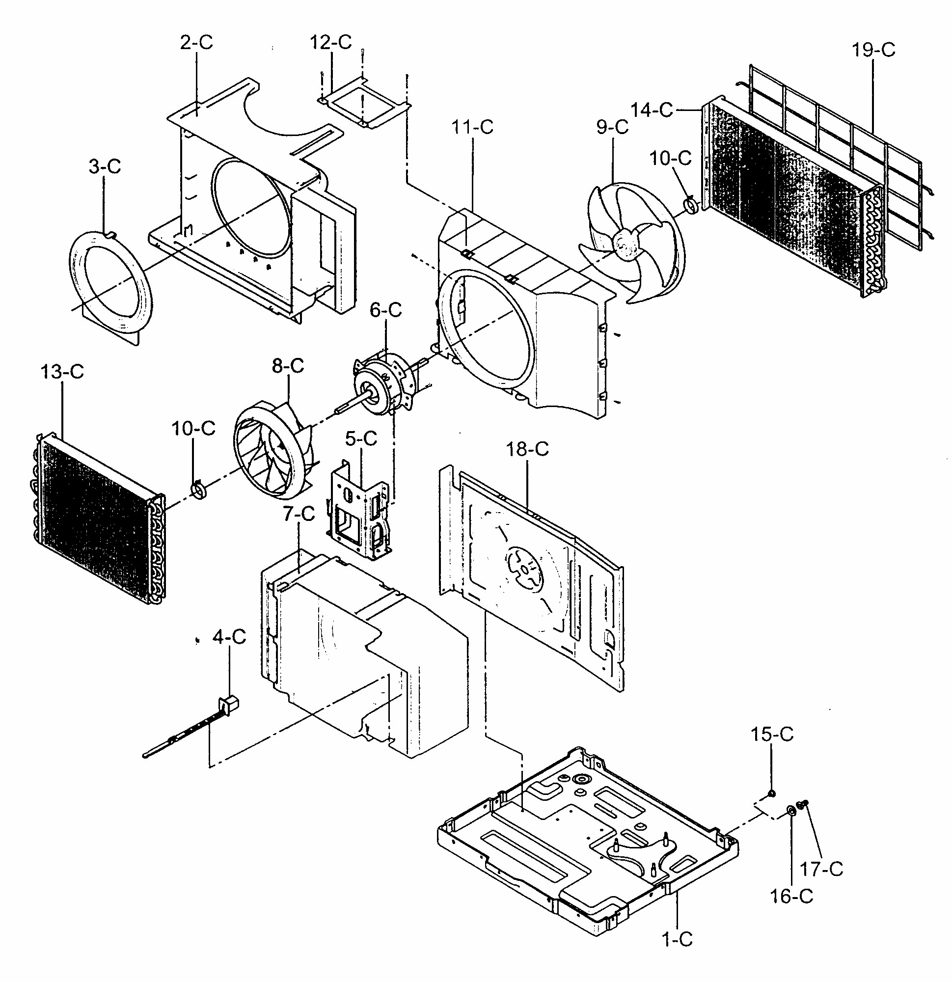 Cabinet Parts Diagram and Parts List for 58071122100  Kenmore Air Conditioner