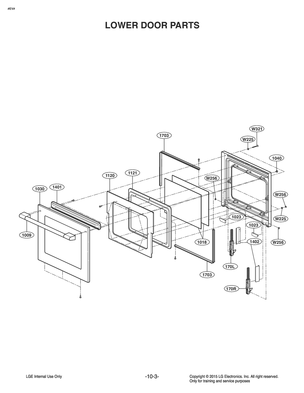 Lower Door Parts Diagram and Parts List for UPWD3034ST AS1LSGN LG Range