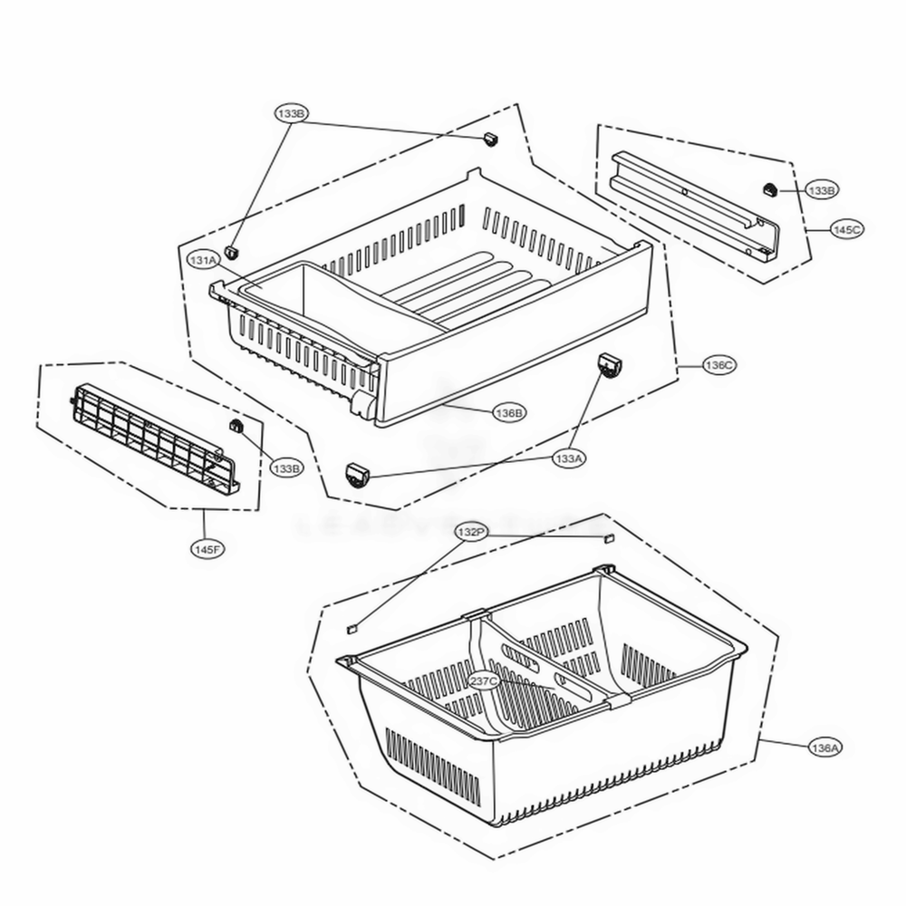 Freezer Parts Diagram and Parts List for LFX28968SB AWBCNA2 LG Refrigerator