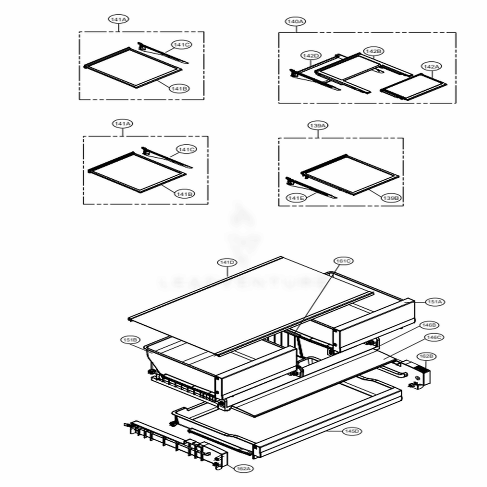 Refrigerator Parts Diagram and Parts List for 73115 ASTCSE2 LG Refrigerator