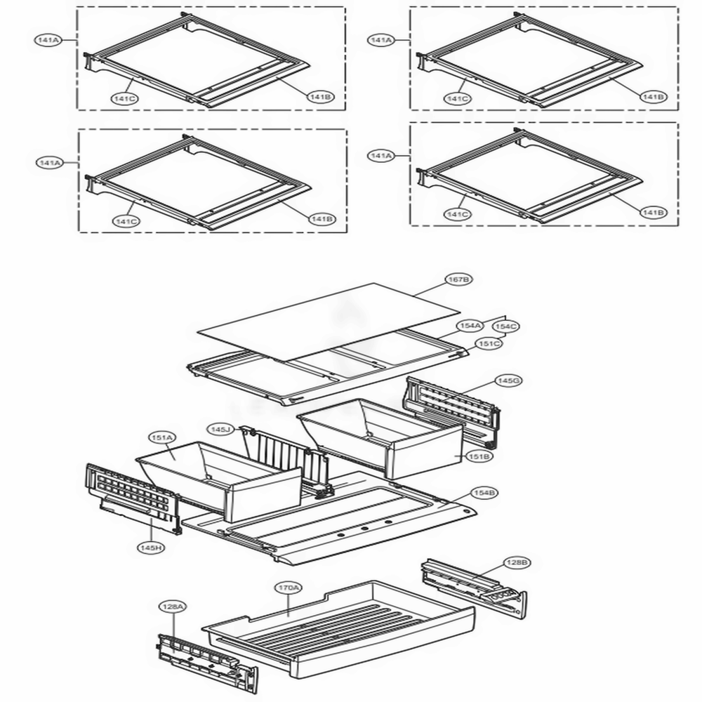 Refrigerator Parts Diagram and Parts List for 71032 ASWCSE1 LG Refrigerator