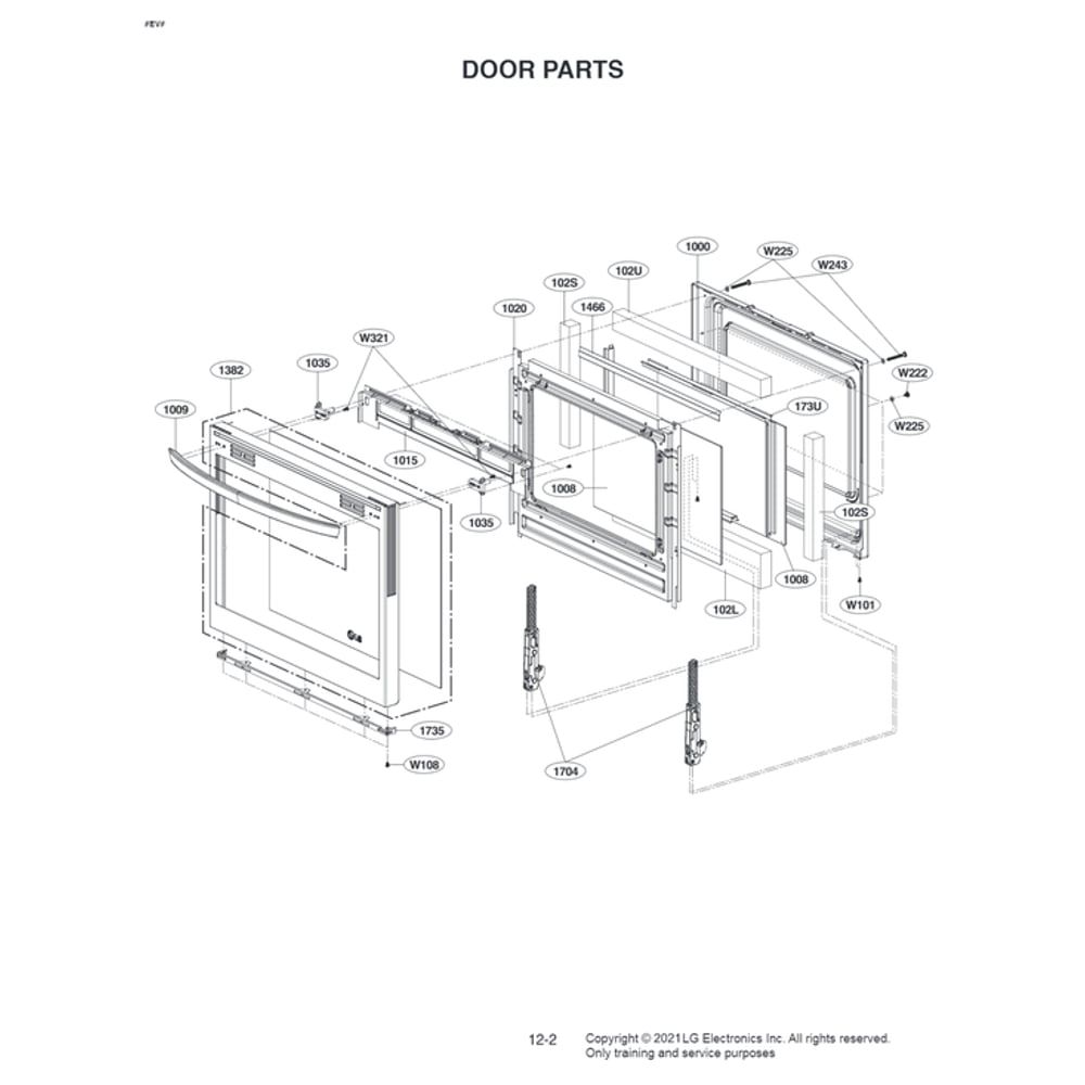 Door Parts Diagram and Parts List for LSEL6335F 00 LG Range