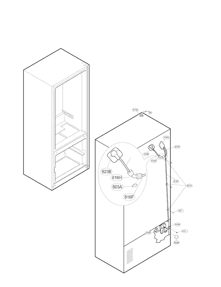 Ice Maker Parts Diagram and Parts List for LFX25971SB 03 LG Refrigerator