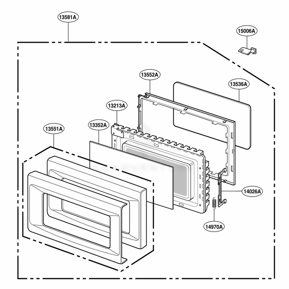 Door Parts Diagram and Parts List for KCMS1555RSS CS1EKAD LG Range