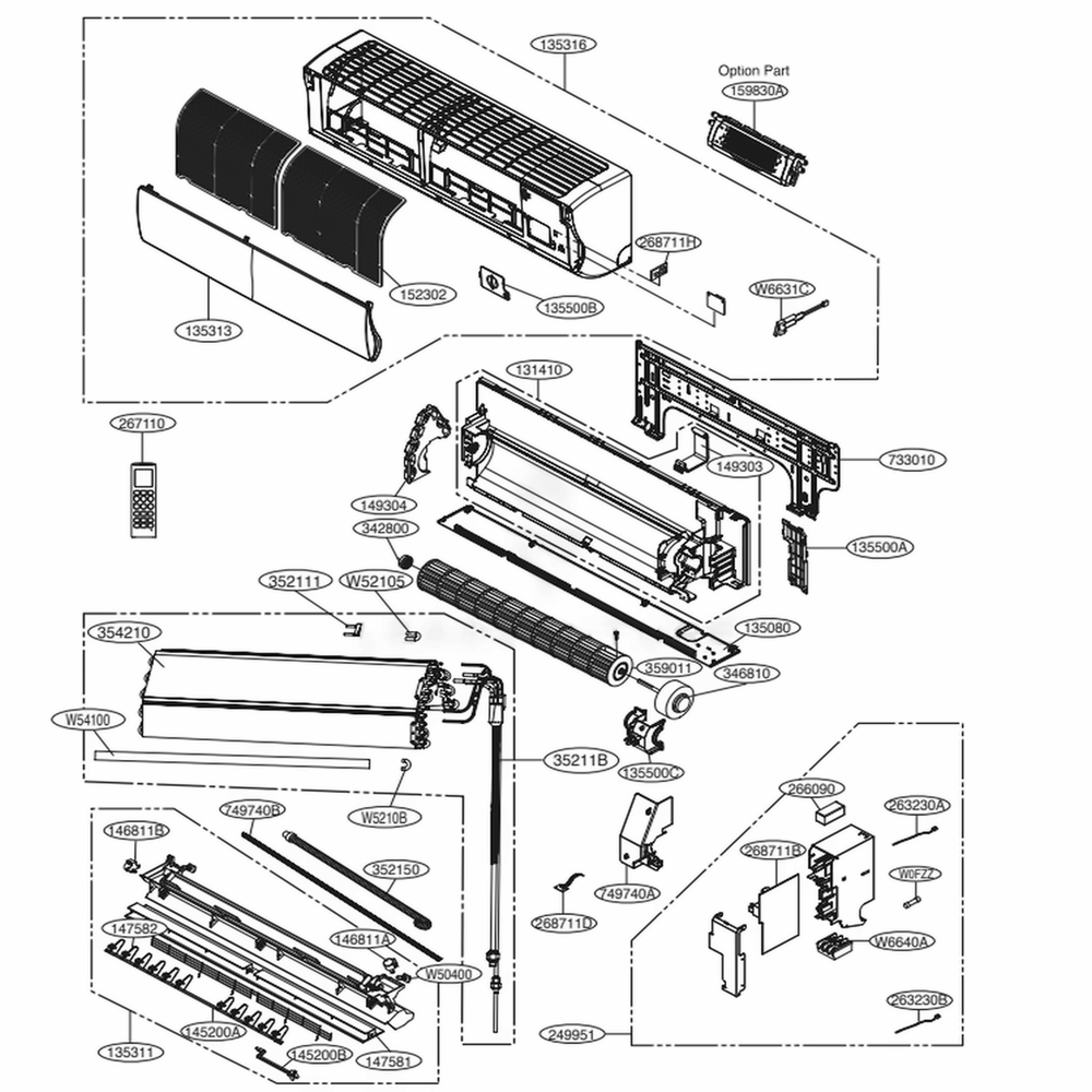 Main Diagram and Parts List for LSN092HSV AWHBEUS LG Air Conditioner