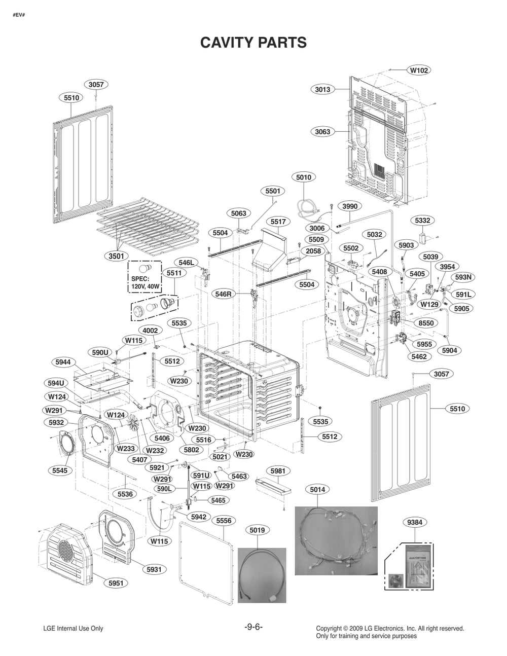 Cavity Parts Diagram and Parts List for FG4753LS ASTELGA LG Range