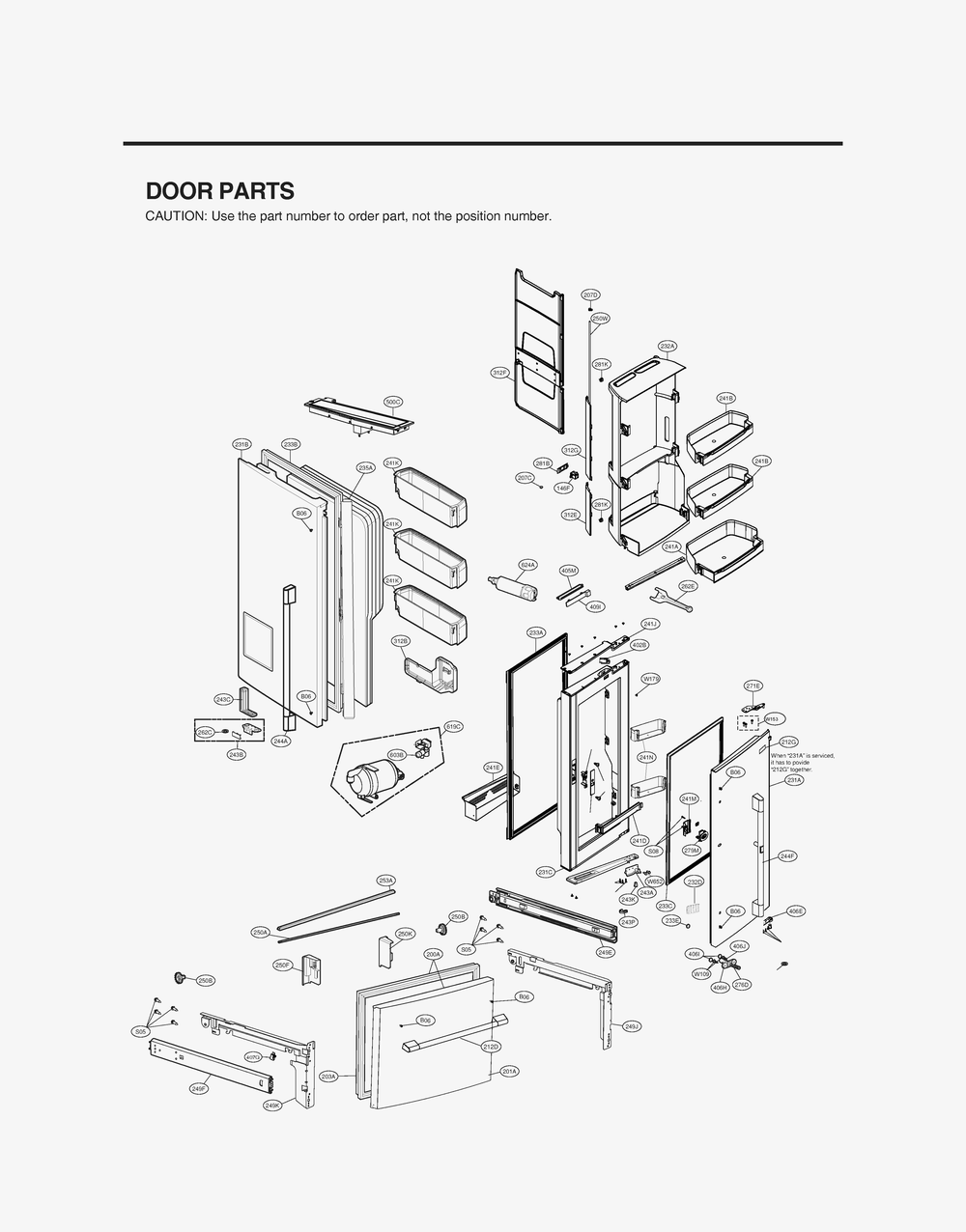 Door Parts Diagram and Parts List for GR-J266LSJM ASTCNA0 LG Refrigerator