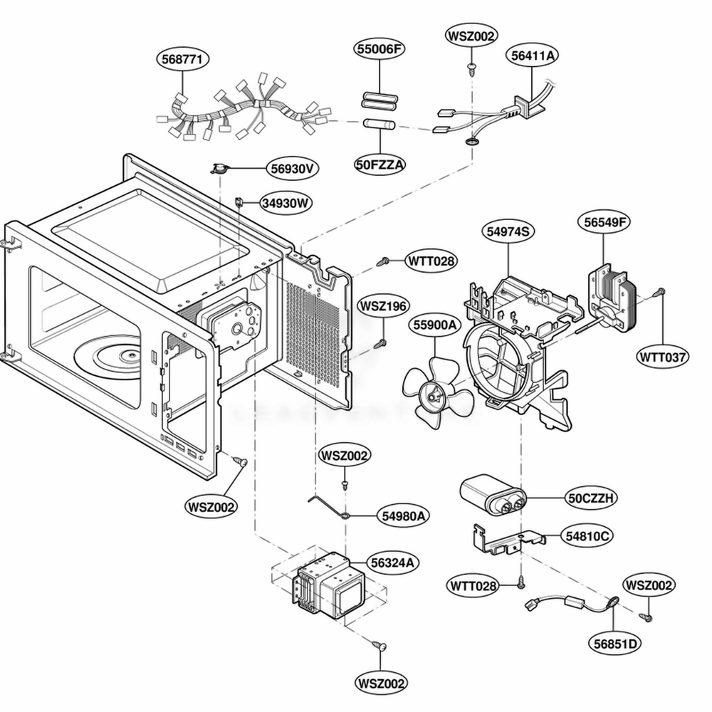 Interior Parts Diagram and Parts List for ACM1420AB ABKEAMA LG Range