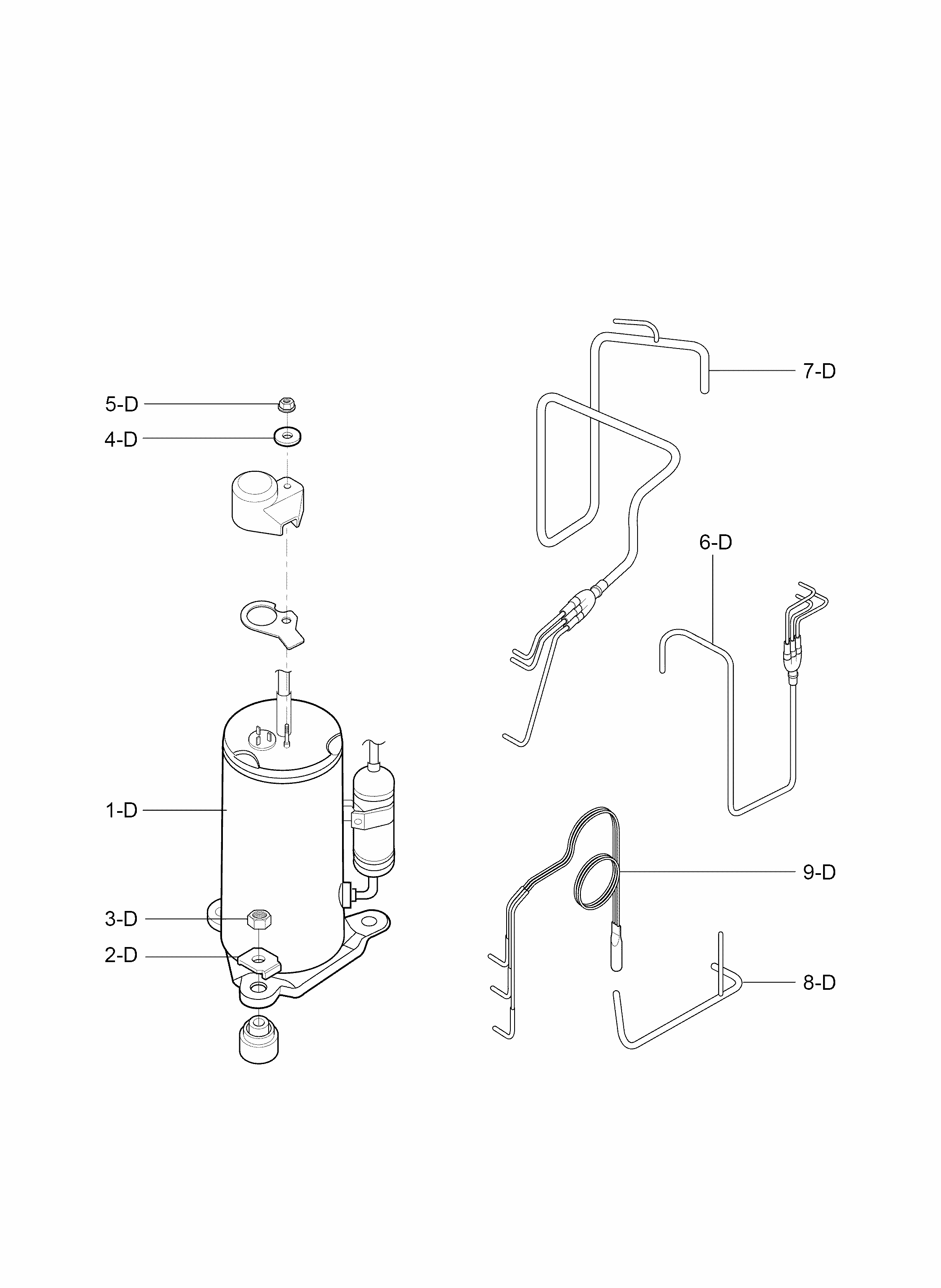 Compressor Parts Diagram and Parts List for 58075251800  Kenmore Air Conditioner