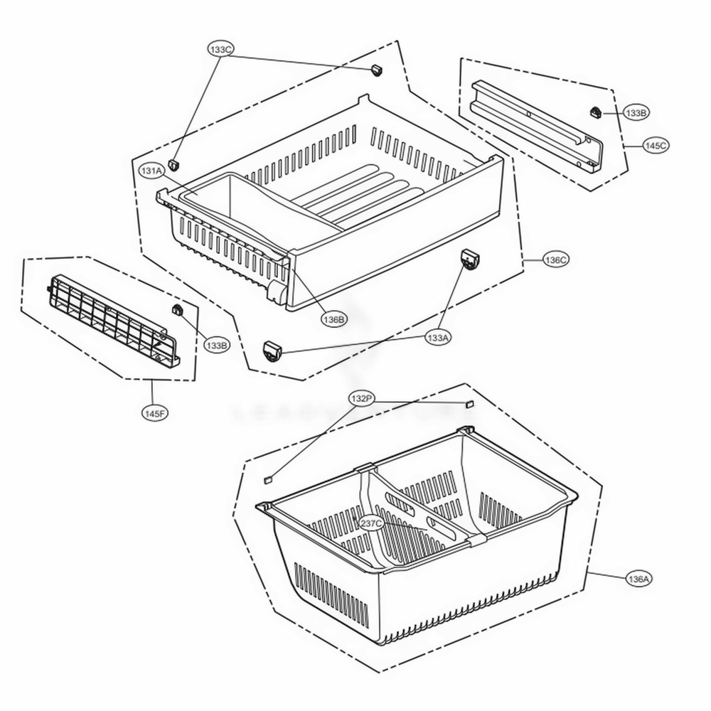 Freezer Parts Diagram and Parts List for LFXS28596D ASBCNA0 LG Refrigerator