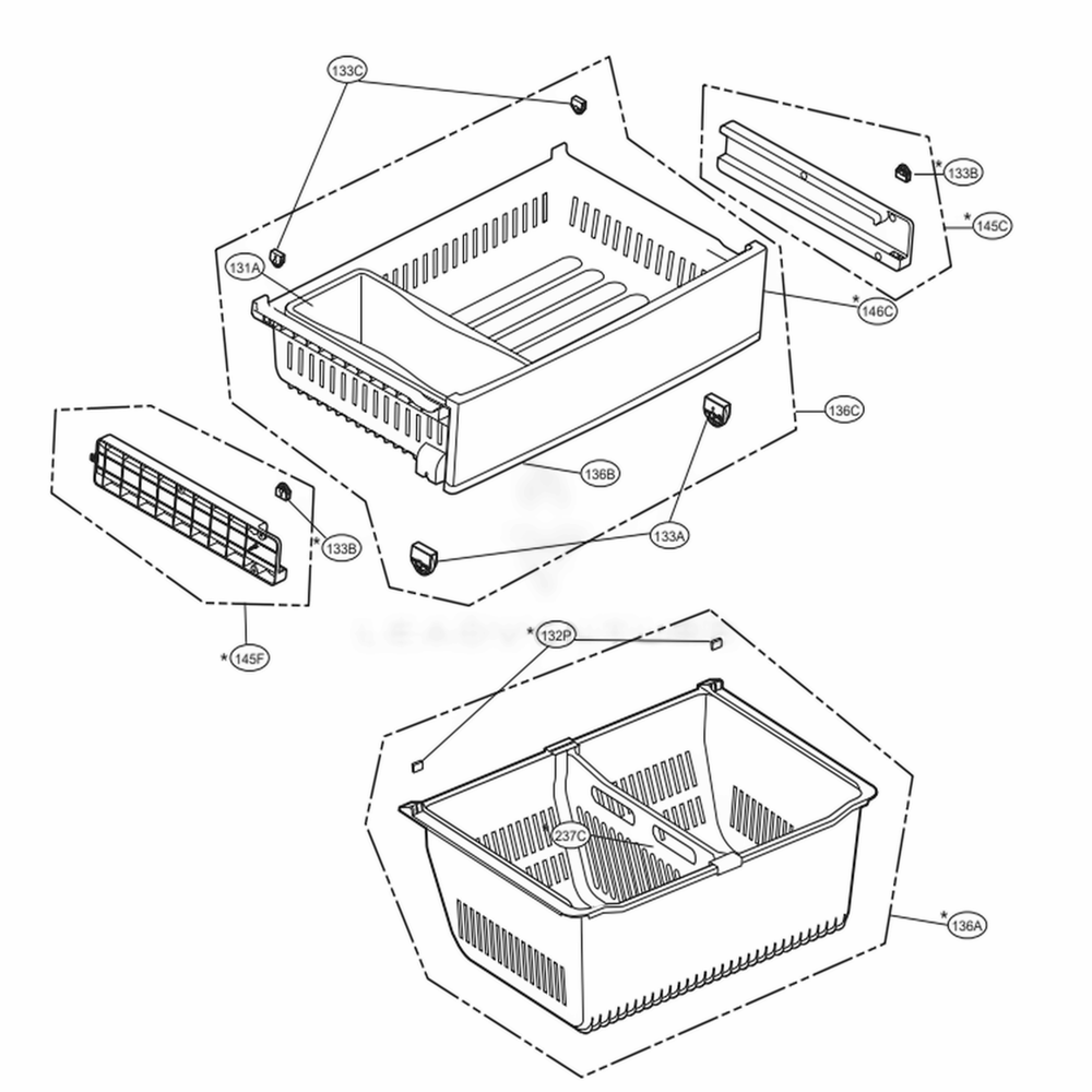 Freezer Parts Diagram and Parts List for LFXS28968S ASTCNA2 LG Refrigerator