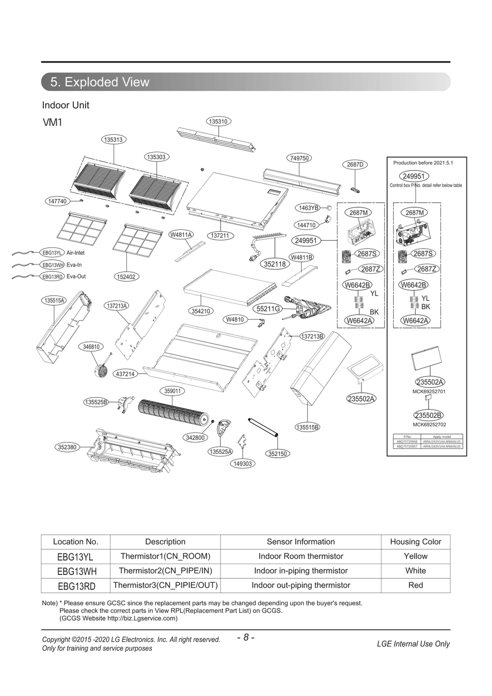 Diagram 1 Diagram and Parts List for ARNU183V1A4 ANWALUS LG Air Conditioner