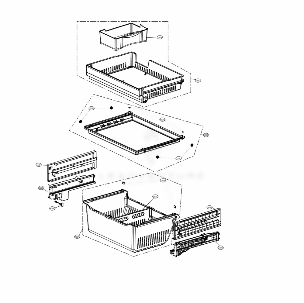 Freezer Parts Diagram and Parts List for LRFVS3006D ASBCNA0 LG Refrigerator