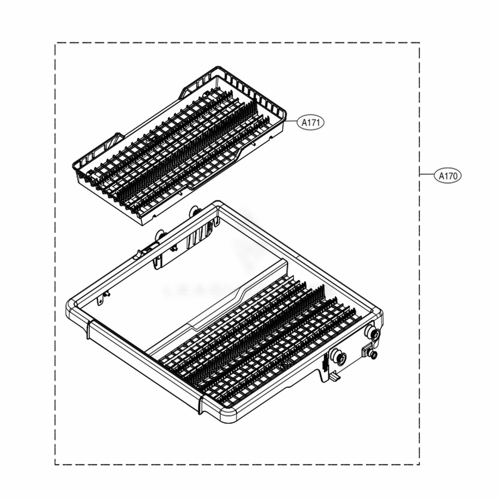 Third Rack Assembly Diagram and Parts List for LDPS6844AS ASSESNA LG Dishwasher