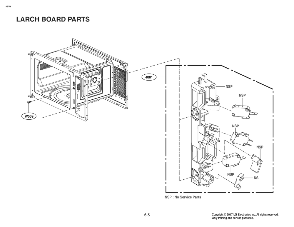 Latch Board Parts Diagram and Parts List for MSWN1590LD CSAMPLE LG Miscellaneous