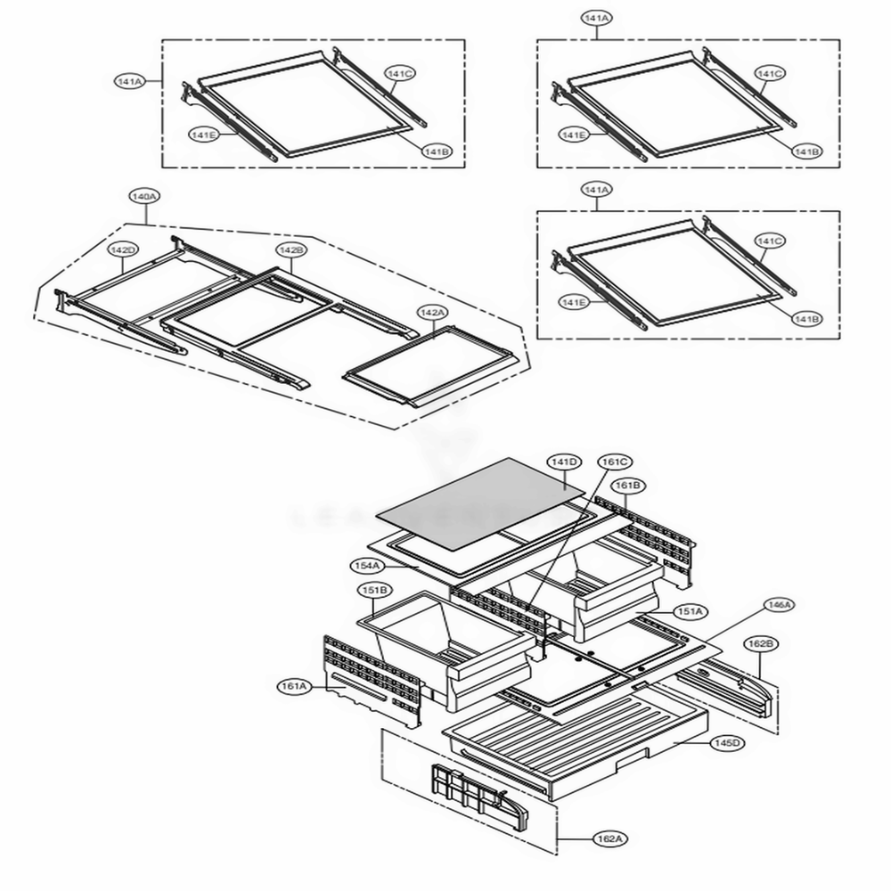 Refrigerator Parts Diagram and Parts List for LFX28968ST ASTCNA3 LG Refrigerator